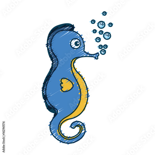 cute seahorse character icon vector illustration design