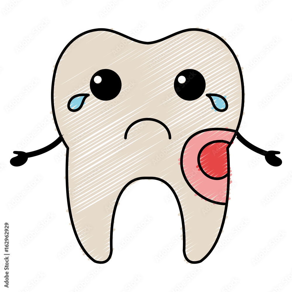 tooth character with caries vector illustration design tooth character with caries vector illustration design