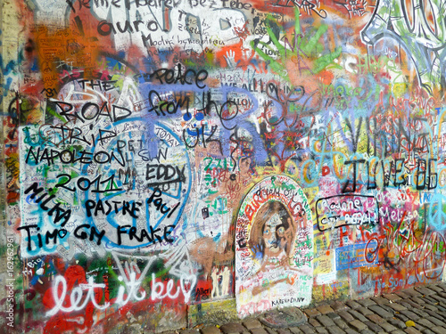Graffiti prague beatles wall