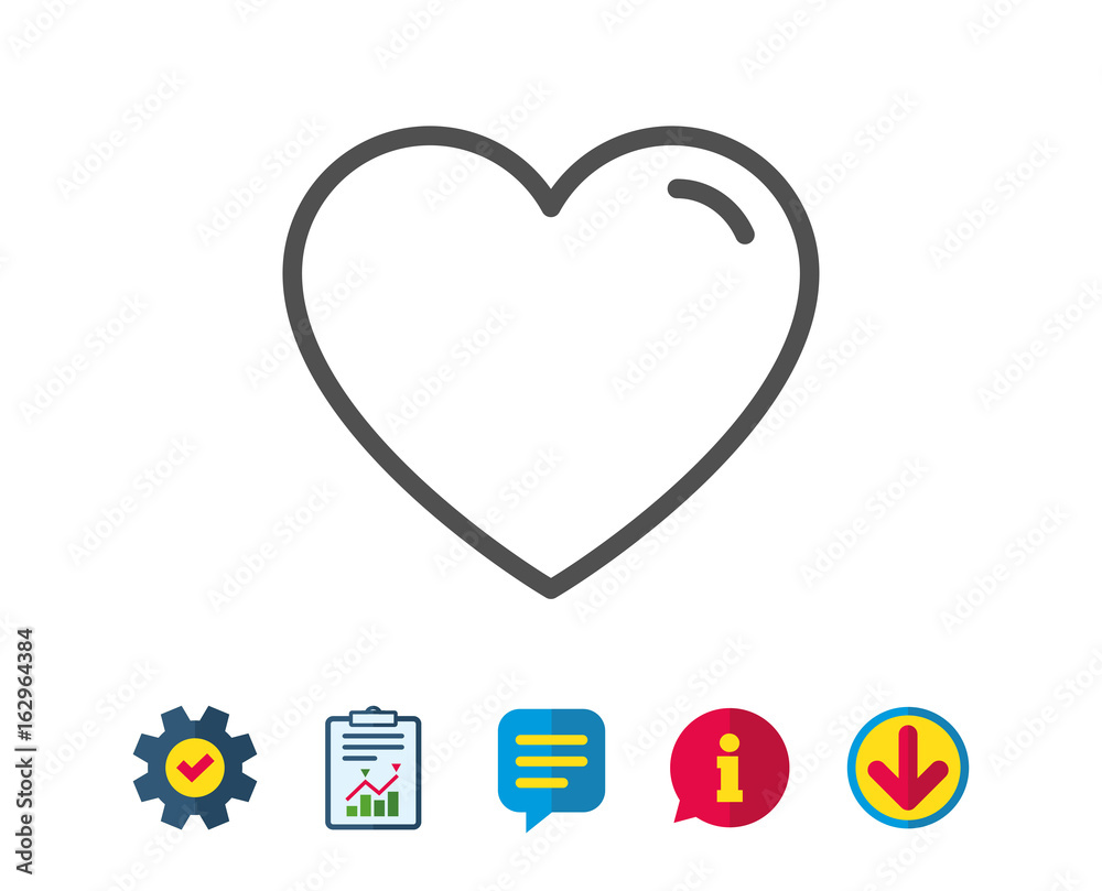 Heart line icon. Love sign. Valentines Day sign symbol. Report, Service and Information line signs. Download, Speech bubble icons. Editable stroke. Vector Heart line icon. Love sign. Valentines Day sign symbol. Report, Service and Information line signs. Download, Speech bubble icons. Editable stroke. Vector