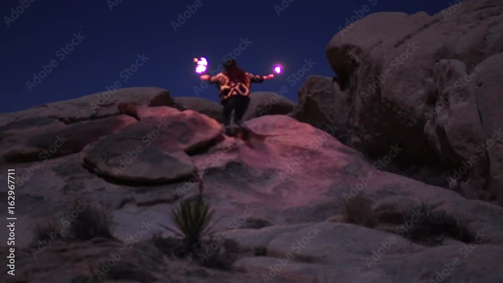 Woman Runs In The Desert With Sparklers 
