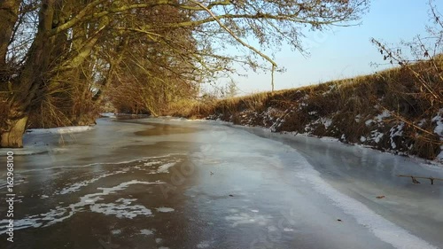 meditation and relaxation tour over frozen river landscape  yoga in nature video