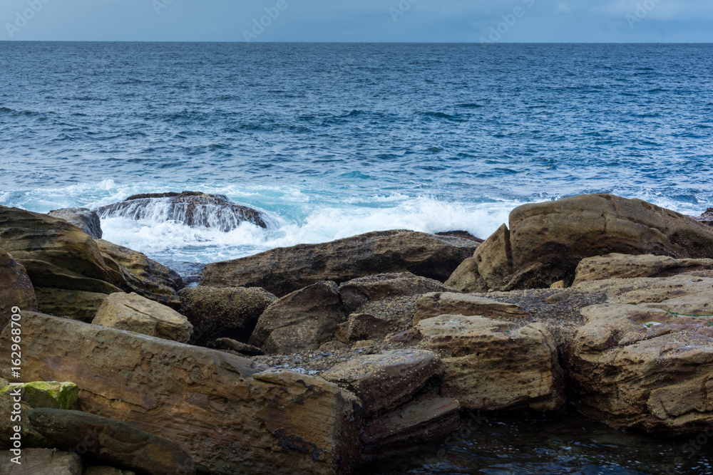 Rocky shoreline of Coogee beach Rocky shoreline of Coogee beach