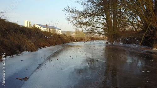 meditation and relaxation tour over frozen river landscape  yoga in nature video