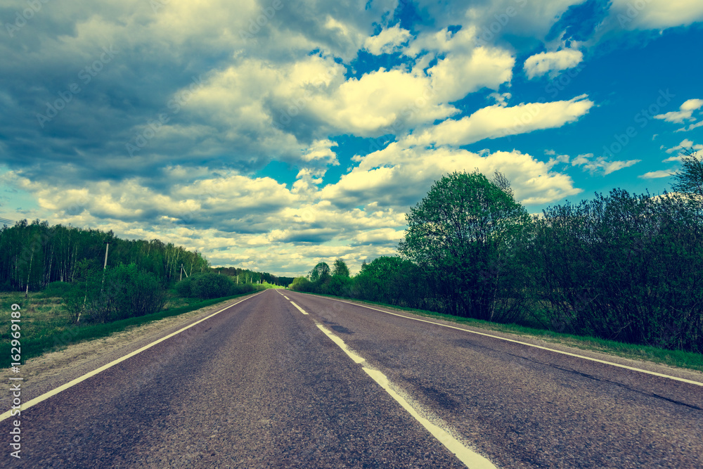 Fototapeta premium road and the meadows