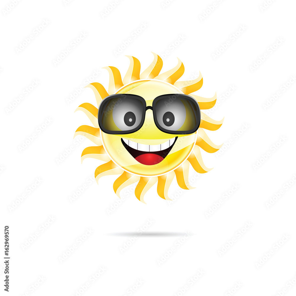 sun cartoon with sunglasses illustration one