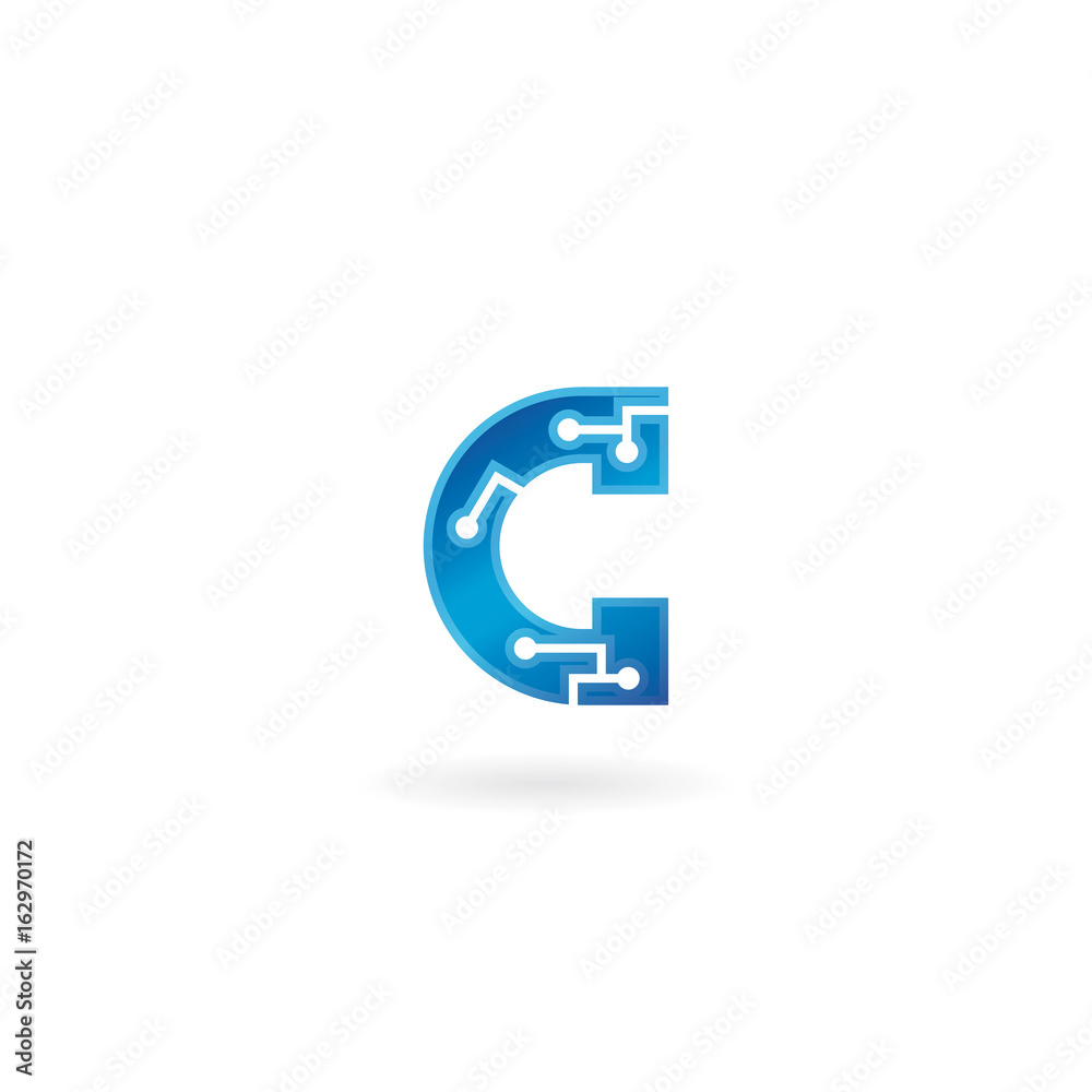 Letter C icon. Technology Smart logo, computer and data related business, hi-tech and innovative, electronic. Letter C icon. Technology Smart logo, computer and data related business, hi-tech and innovative, electronic.