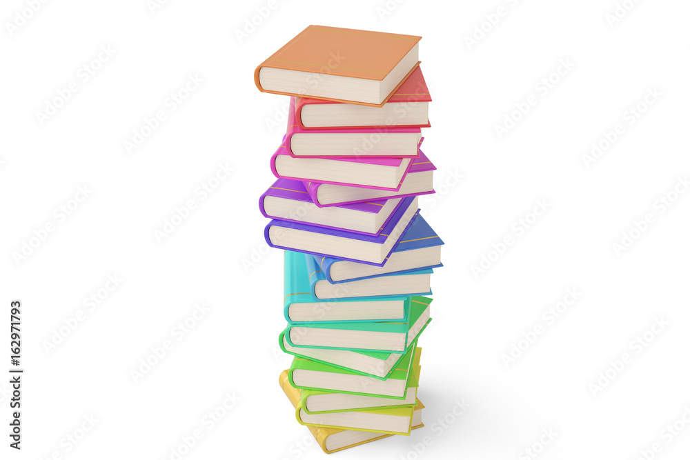 Stack of colorful books on white background.3D illustration Stack of colorful books on white background.3D illustration