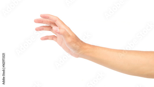 Clutch man hand on white background