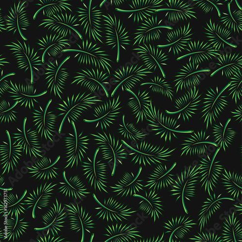 Green palm leaves. floral seamless pattern. vector.