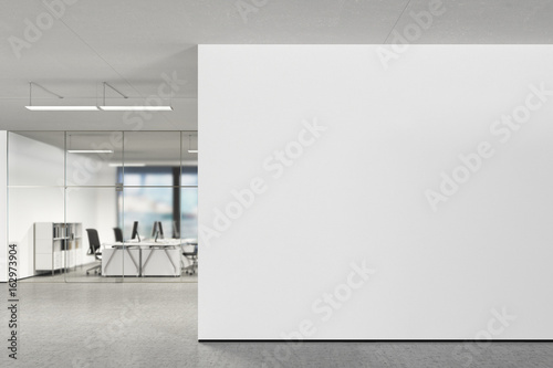 Blank wall in modern office photo