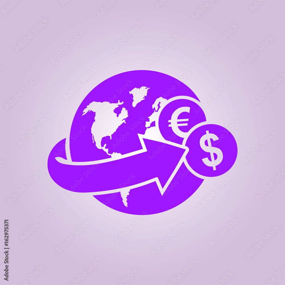 Arrow wrapped around the earth. Remittances icon. Arrow wrapped around the earth. Remittances icon.