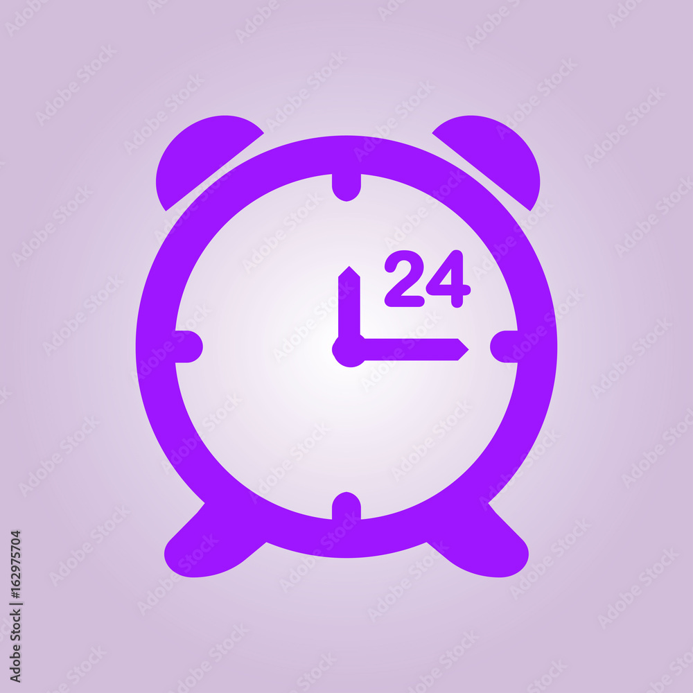 Open hours a day. Clock face. Flat design style. Open hours a day. Clock face. Flat design style.