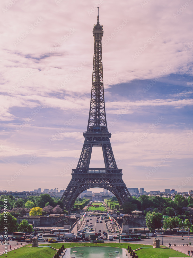 Fototapeta premium View of Eiffel Tower from Trocadero. Eiffel tower, Paris, France