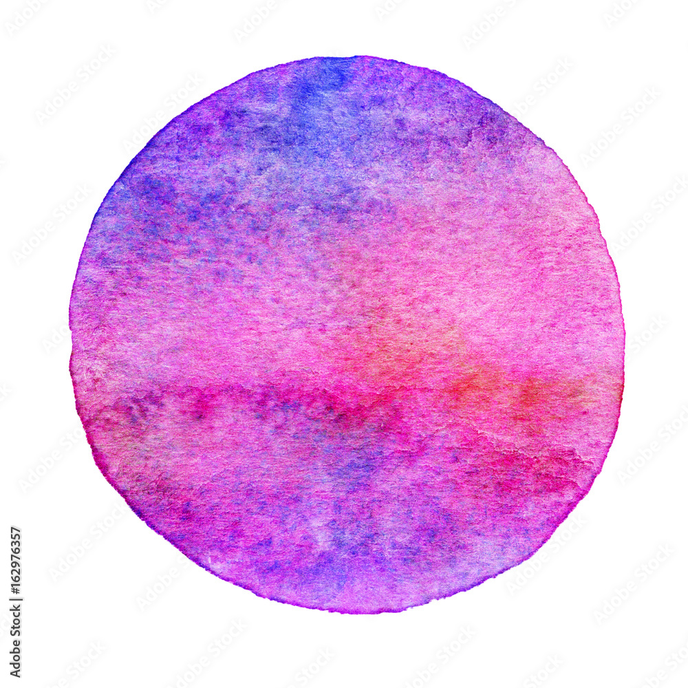 Pink blue circle painted with watercolor on a white background Pink blue circle painted with watercolor on a white background