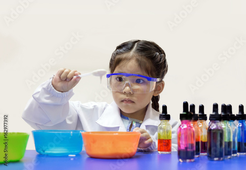 asian kid learn chemical lab photo