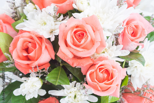 Closeup beautiful roses bouquet flower