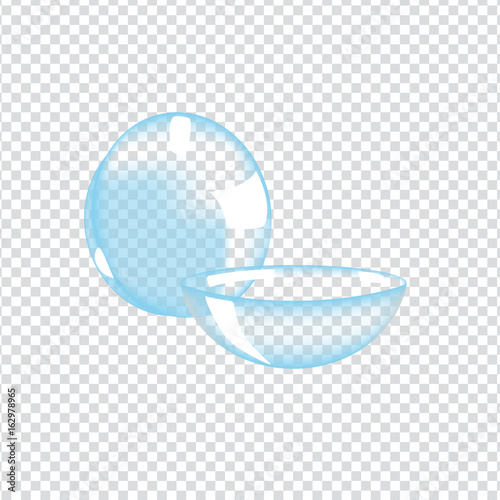 Realistic style vector illustration with contact lenses on transparent background