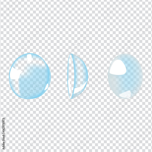 Realistic style vector illustration with contact lenses on transparent background