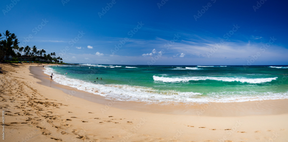 Clear Turquoise Water at Kiahuna, Poipu Beach, Panorama, Kauai, Hawaii Clear Turquoise Water at Kiahuna, Poipu Beach, Panorama, Kauai, Hawaii