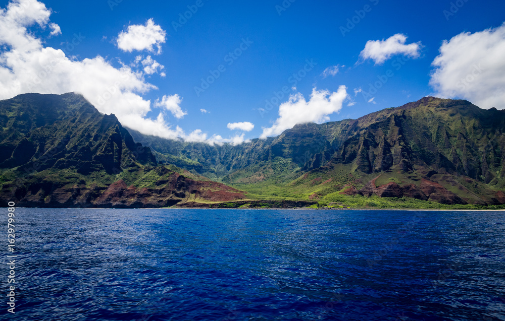 Kalalau Valley, Napali Coast From Water, Kauai, Hawaii