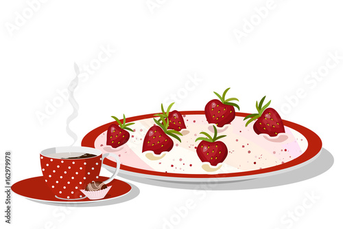 Strawberry mousse on plate