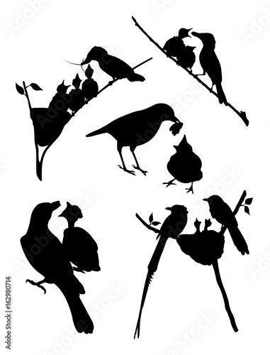 Cutest little birds silhouette. Good use for symbol, logo, web icon, mascot, sign, or any design you want.