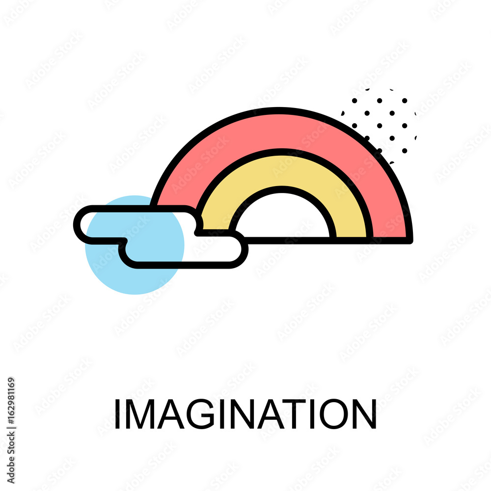 Fototapeta premium Imagination icon and rainbow on white background with illustration design.vector