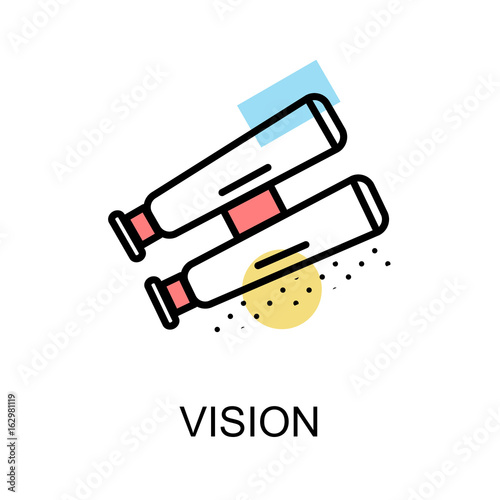 Vision icon and binocular on white background illustration design.vector