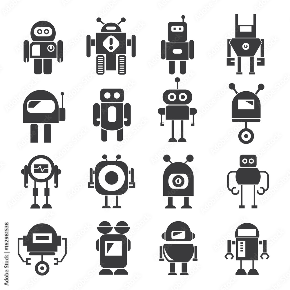 cute robot cartoon icons cute robot cartoon icons