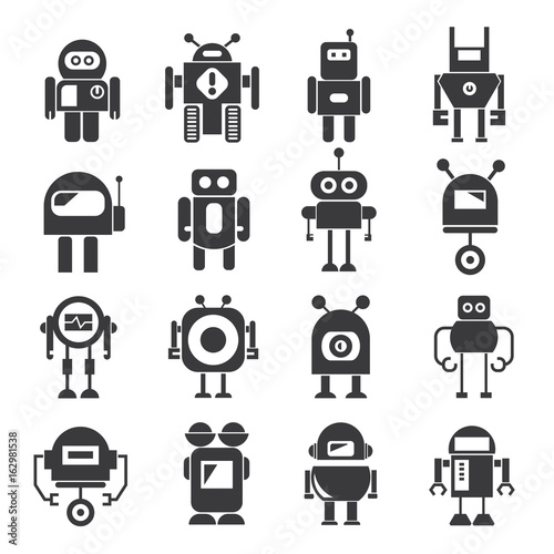 cute robot cartoon icons