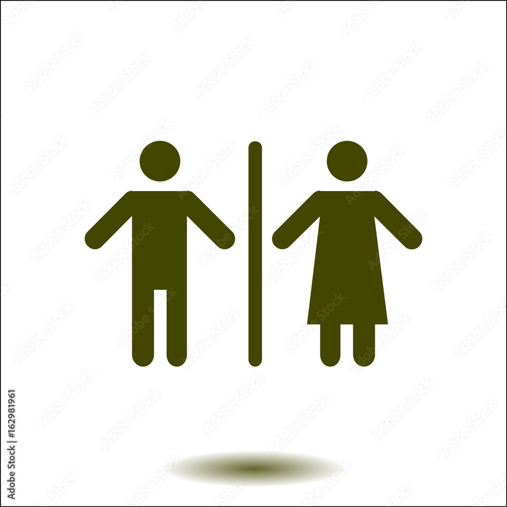 WC sign icon. Male and Female toilet. Flat design. WC sign icon. Male and Female toilet. Flat design.