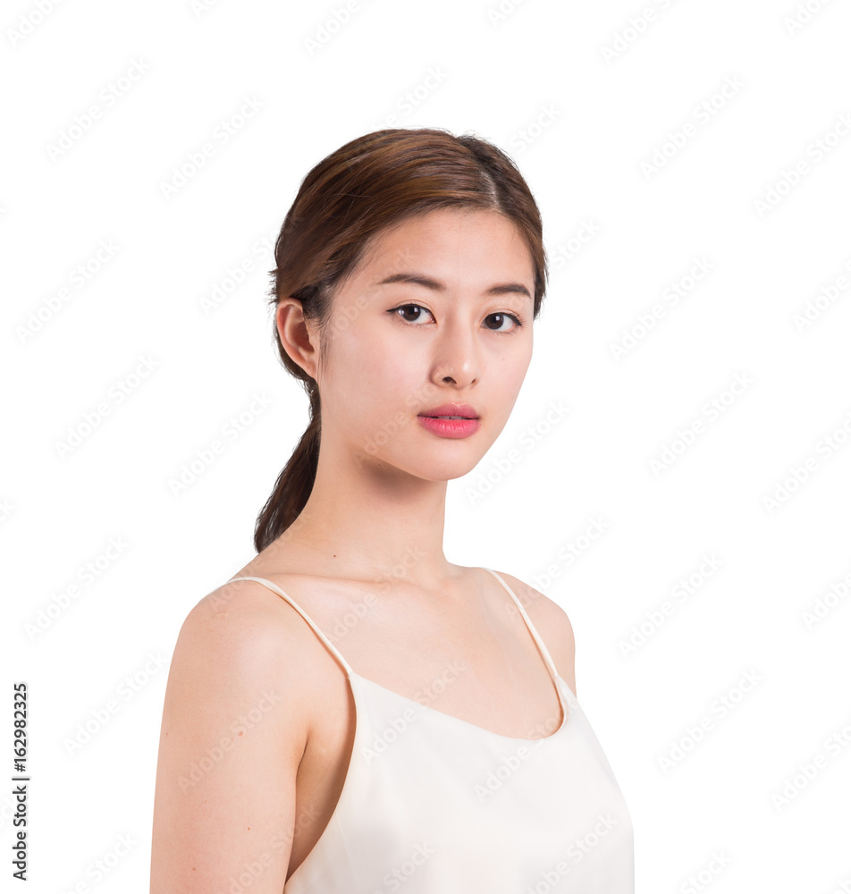 Charming asian woman with white skin on white background Charming asian woman with white skin on white background