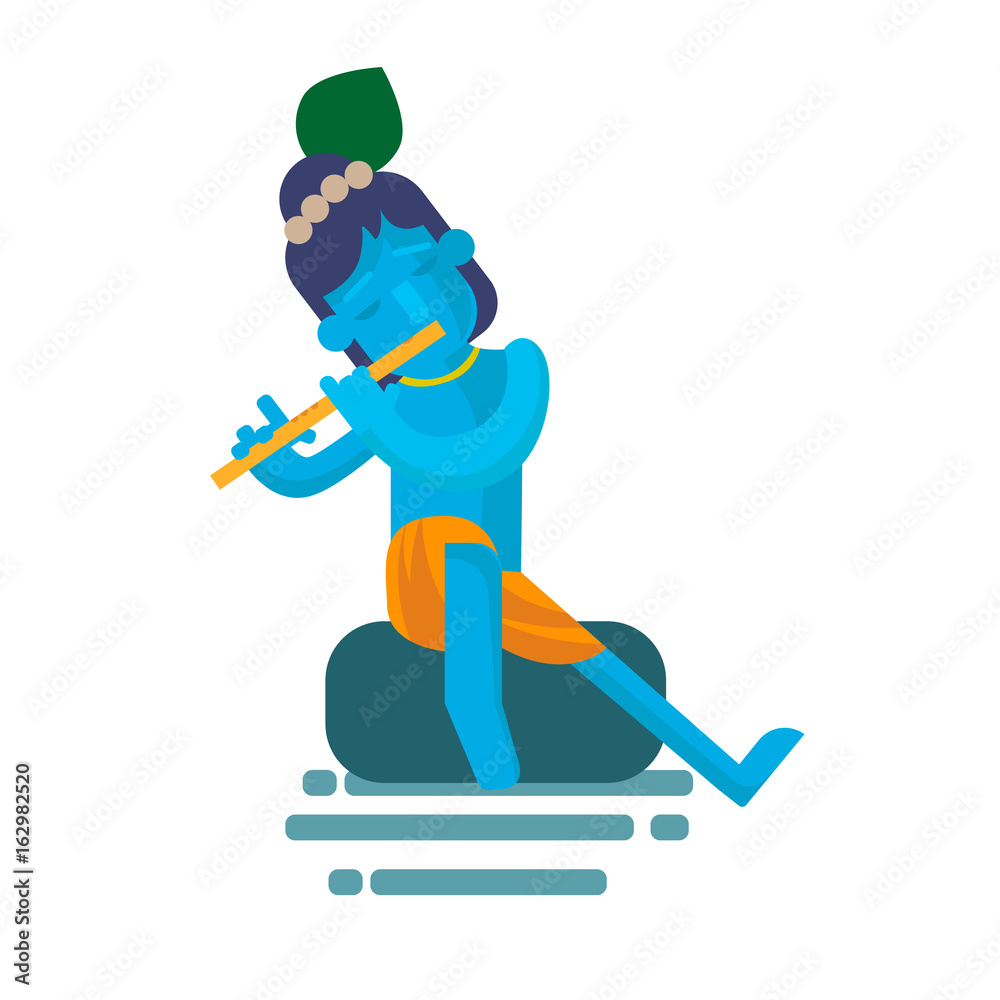 Fototapeta premium God Krishna character sitting