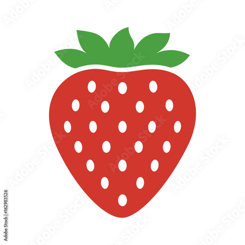 Garden strawberry fruit or strawberries flat color vector icon for food apps and websites photo