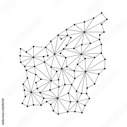 San Marino map of polygonal mosaic lines, rays and dots vector illustration.