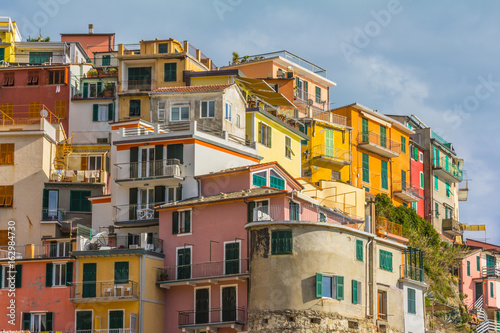 view of Manarola, a small resort town on the territory of the Cinque Terre National Park