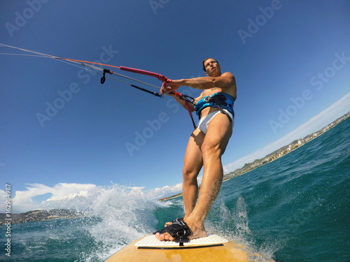 Kite surf session view from an action cam
