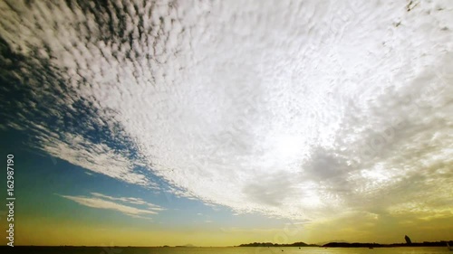 timelapse sunset clouds,sea skyline. photo