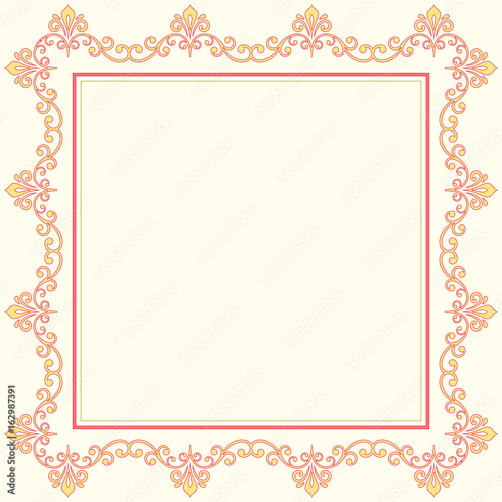 Oriental frame with arabesques and floral pattern. Fine greeting card Oriental frame with arabesques and floral pattern. Fine greeting card