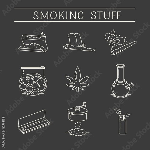 Set of icons in thin line style.