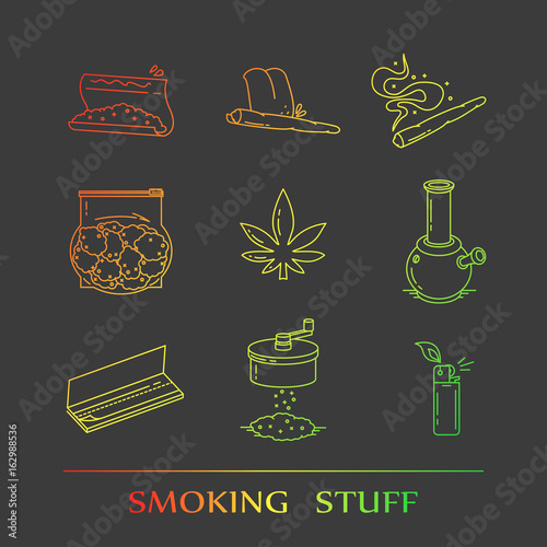 Set of icons in thin line style.
