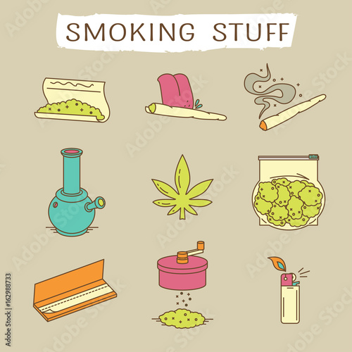 Set of icons in thin line style.