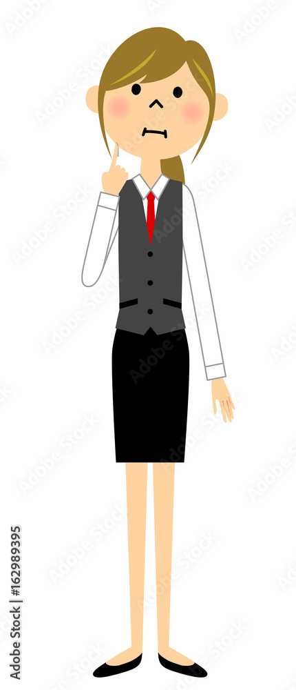 制服姿の女性 考える 制服姿の女性 考える