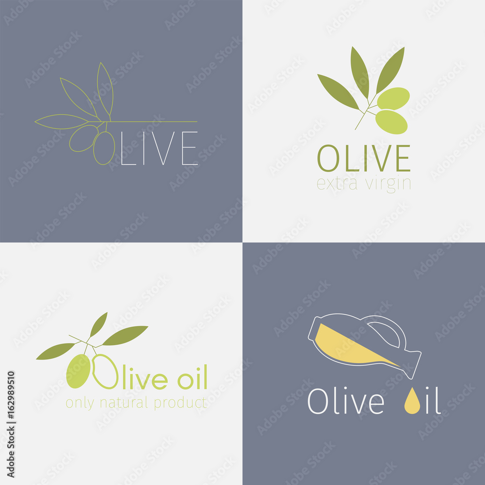 Set of olive labels - obrazy, fototapety, plakaty 