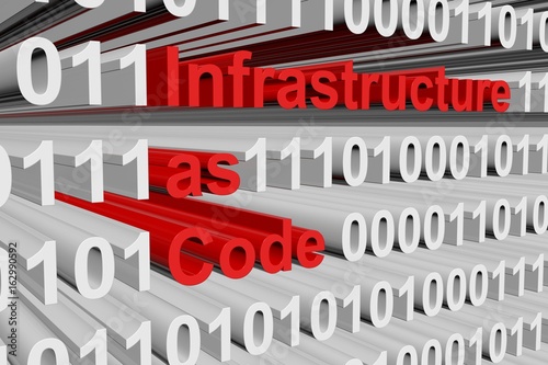 Infrastructure as Code in the form of binary code, 3D illustration photo