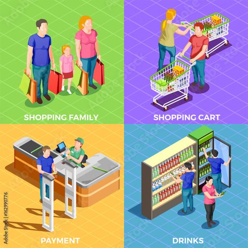 People Shopping Isometric
