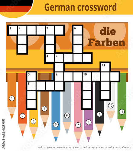 German crossword, education game for children about colors