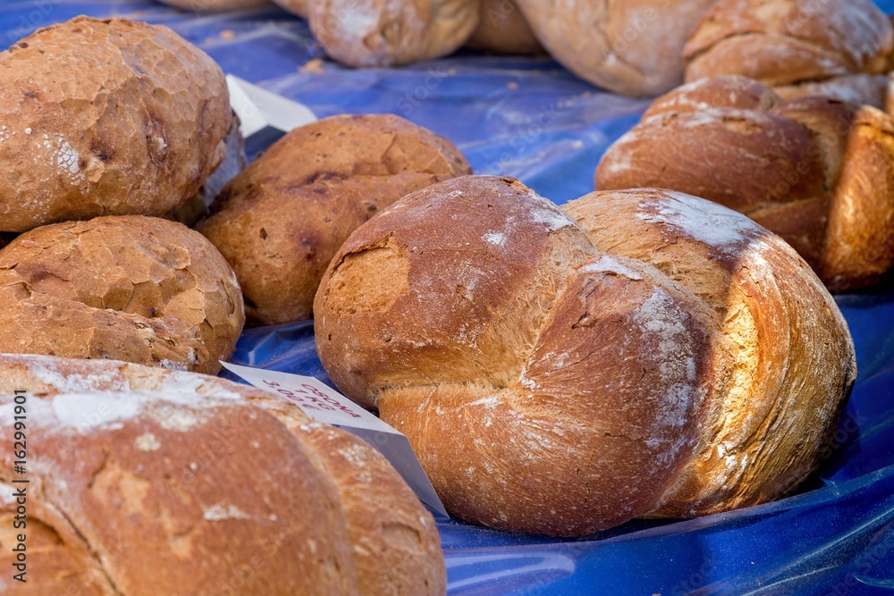 Homemade bread on the market