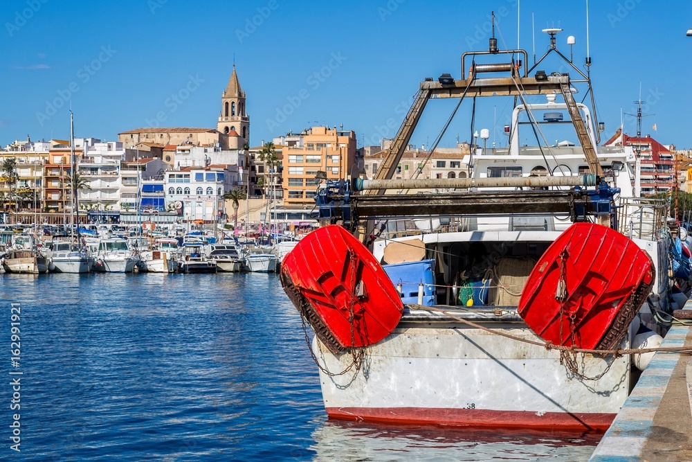 Obraz premium Fisher boat in the harbor Palamós in Spain, 14 May 2017